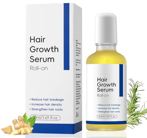 CLY AMS Sérum pour cuir chevelu avec bille roulante rafraîchissante, traitement de la croissance des cheveux pour cheveux clairsemés, essence fortifiante avec masseur, 50 ml