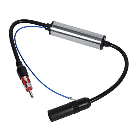 Walmeck Antena de Coche Enchufe Radio FM Amplificador de Señal Amplificador Negro 12-13dB Filtro Ondas Mejorar la Recepción 12V-24V