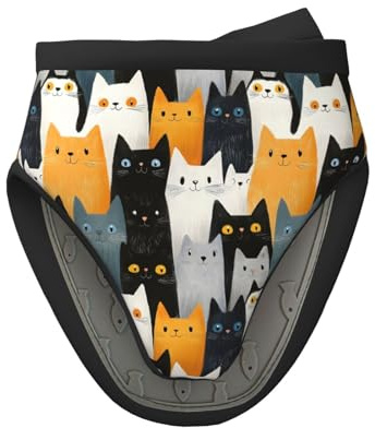 Mini gants de cuisine en silicone résistants à la chaleur - Motif chat multicolore - Pour cuisine et pâtisserie
