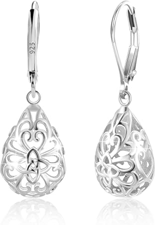 ALEXCRAFT Sterling Silber 925 Ohrringe Hängend 14K Vergoldet Ohrhänger | Hypoallergen Ohrringe Hängend Leicht Mode Boho Elegant Ohrhänger Hohle Filigrane Wassertropfen Anhängerohrringe Damen Frauen