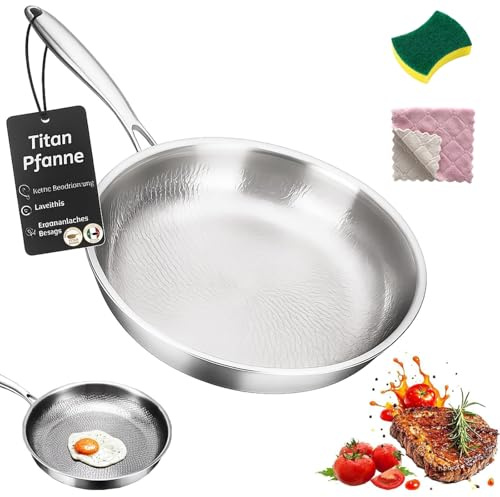 Genérico 2026 Versión mejorada Sarten Titanio, Premium Titanium Pro Sartén 20/24/26/28/30 cm, Sartén de Titanio sin Revestimiento, Apta para Inducción (Sin Tapa, 20CM)
