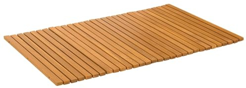 Tapis de Bain, Tapis Salle de Bain Caillebotis de Douche Baignoire Uni Marron 80x50 cm Bois
