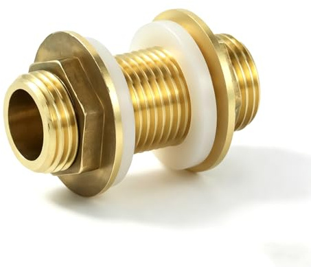 1/2 Filettato Connettore del Serbatoio dell'Acqua,Raccordo per Serbatoio dell'Acqua,Raccordi con Guarnizioni per Serbatoio in Ottone, per Rubinetti, Secchi E Serbatoi d'Acqua(Giallo)