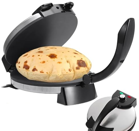Máquina Para Hacer Roti Eléctrica, Prensa Chapati Antiadherente De 10 Pulgadas, Temperatura Ajustable Para Tortillas Roti, Panqueques Y Crepes