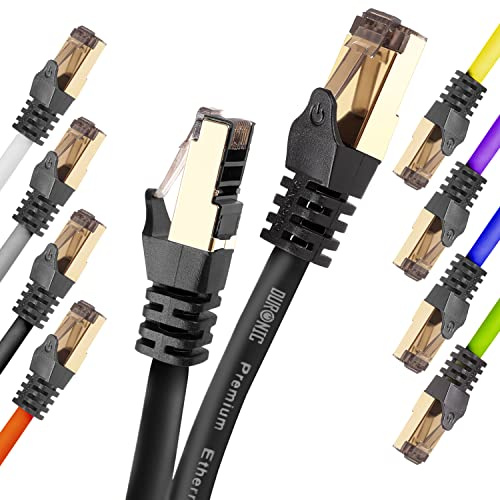 Duronic BLACK 1.5M CAT8 Cable | S/FTP Shielded Ethernet Wire | Super-Fast Network Patch Lead | Supports Bandwidth up to 2GHz/2000MHz | Snagless Gold RJ45 Connections | Data transmission 40 Gigabit