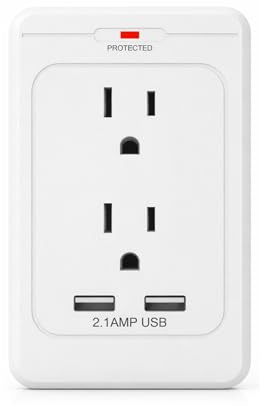 Stanley SurgePro USB Surge Adapter 2 Outlets with 2 USB Ports 270 Joules Surge Protection 2.1A Charging LED Indicator