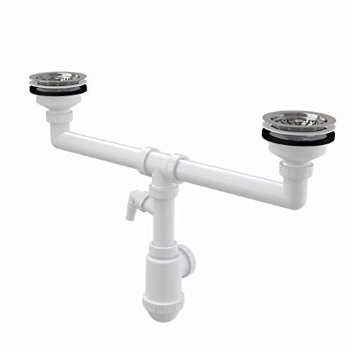 Sifone per lavello con attacco da lavastoviglie o waschmaschie ruggine doppia griglia libero DN 115 Raccordo universale DN40/50 scarico scarico doppio lavabo lavello