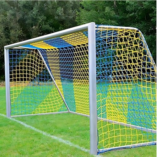 Fußball Tornetz Fußballtornetz 7,50 m x 2,50 m Tiefe Oben 0,80 m unten 2,00 m Fußballnetz zweifarbig PP 4 mm Farbe Blau/Gelb