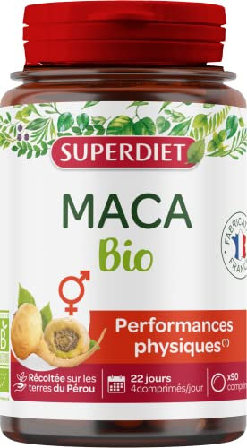SUPERDIET - MACA BIO -Performances physique et mentales, Santé du couple - Fabrication française - 90 comprimés