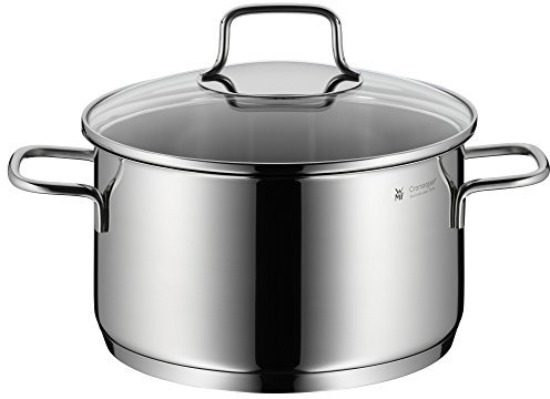 WMF Astoria Kochtopf groß 20cm, Glasdeckel, Fleischtopf Induktion 3,3l, Cromargan Edelstahl poliert, unbeschichtet