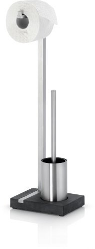 blomus -MENOTO- Stand WC-Garnitur aus mattiertem Edelstahl, freistehender Toilettenbutler, platzsparende Konstruktion, exklusive Optik, Badaccessoire (H / B / T: 63,5 x 15 x 20 cm, Edelstahl, 68687)