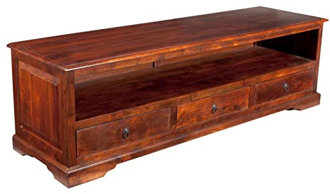 MASSIVMOEBEL24.DE | Oxford Lowboard Akazie, Farbe:Dunkelbraun lackiert, Größe:175x50x53 cm (BxTxH)