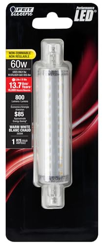 Feit Electric 60W Equivalent R7S LED Light Bulb, 3000K Warm White, 800 Lumens, 8W, 15,000-Hour Lifetime, Ideal for Accent, Torchiere Table & Floor Lamps, BPJ118/LED