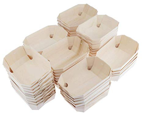 Tubayia Lot de 50 Assiettes jetables jetables en Bois pour Dessert, gâteaux, Muffins etc.