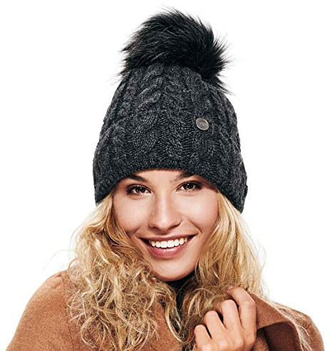ELIMELI® Damen Winter Mütze warme Strickmütze Wintermütze mit Bommel Slouch Strick Beanie Damen für Winter Bommelmütze Hergestellt in EU Farbenauswahl 15568
