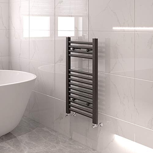 NRG Bathroom Straight Heated Towel Rail Radiator 700x400mm Anthracite | Central Heating Ladder Rad, Modern, Dual Fuel, Wall Mounted, 10 Year Guarantee, for Bathroom