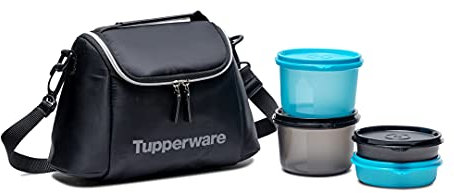 Tupperware Lunchbox-Set für Männer, Schwarz, Klassisch, Tragbar mit Lunch Bag und auslaufsicherer Dichtung