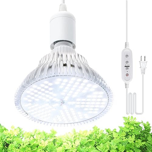 MILYN LED Pflanzenlampe mit Timing und hängendem System, 9H/12H/15H Timer, 150LEDs Weiß Vollspektrum Grow Light mit 16,4ft Netzkabel für Gewächshaus, Innengärten, Zimmerpflanzen, Hydroponik