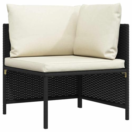 vidaXL Modular Ecksofa mit Kissen Gartensofa Sofa Lounge Gartensessel Gartenstuhl Sessel Einzelsofa Gartenmöbel Schwarz Poly Rattan