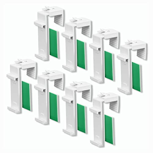 KLEMMFLEX Klemmhalter kurz für Klemmfix Rollo, Doppelrollo, Duo-Rollo, ohne Bohren zum Klemmen und Kleben, 8 Stück, als Zubehör Ersatzteil für die Aufhängung, Befestigung am PVC-Fenster, Tür