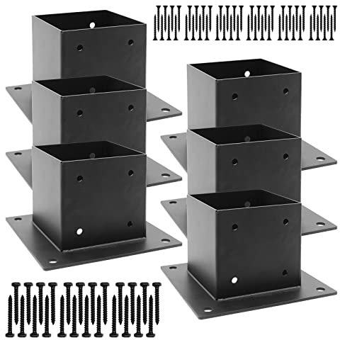 WHATWEARS 4 x 4 supporti per pali di recinzione/base di supporto (dimensioni interne 9,1 x 9,1 cm), ancoraggio per pali in acciaio resistente, staffe di base per pali con rivestimento in metallo nero