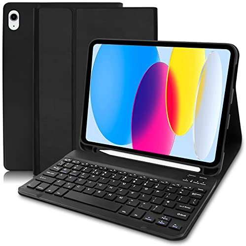 Lielax Funda para iPad de 10ª generación con Teclado 10.9 (2022), Teclado inalámbrico Desmontable para iPad de 10ª generación con Funda Protectora, la Funda para Teclado para iPad 10.9 Pulgadas 2022