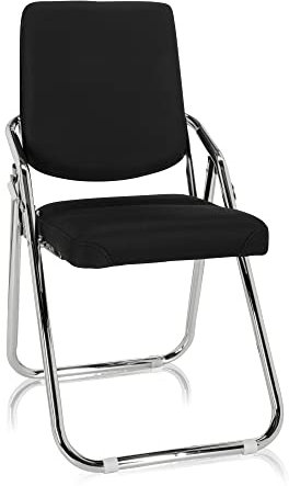hjh OFFICE 706304 Konferenzstuhl klappbar ESTO Stoff Besucherstuhl, Klappstuhl vielseitig einsetzbar, Schwarz