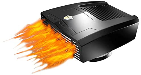 Qeunrtiy Riscaldatore per Auto, 12V 180W Riscaldatore Portatile Ventola per Parabrezza Disappannamento e Sbrinatore Ventola per Riscaldamento e Raffreddamento Base Rotante (Nero)