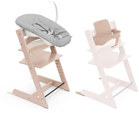 Sedia Stokke Tripp Trapp con Newborn Set e Baby Set, Serene Pink - Design sicuro, regolabile ed ergonomico