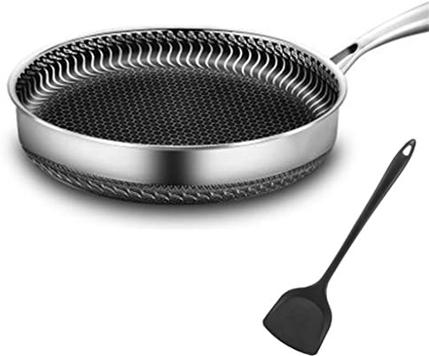 Edelstahl-Wok-Pfanne, antihaftbeschichtet, doppelseitig, Wabenform, ohne Öl, gebratener Steaktopf, allgemeine unbeschichtete Pfanne (Farbe: D, Größe: 30 cm)