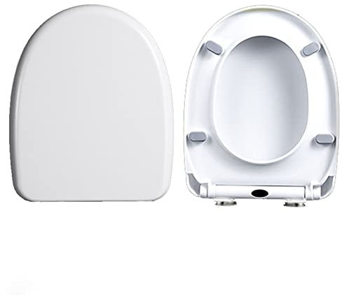 Flipped Warmth Lunette WC en Forme De D, Abattant WC avec Frein De Chute, Lunette De Toilette, Top Fixation Abattant WC, Blanc,340 X 420 mm