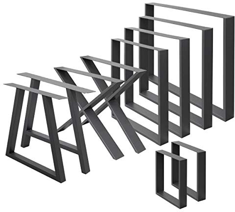 ML-Design 2er Set Tischbeine 80 x 72 cm, Anthrazit, pulverbeschichteter Stahl, Vierkantprofilen, Industriedesign, Metall Tischkufen Tischuntergestell Tischgestell Möbelfüße, für Esstisch, Schreibtisch