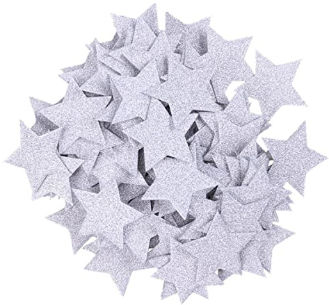 Ciieeo Confetti a Forma di Stella Glitter Argento Doppia Faccia 100 Pezzi in Carta per Decorazioni Feste Compleanno e Prom