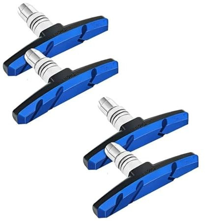4 Stück Fahrrad Bremsen Set für Shimano | 2 Paar Bremsschuhe BLAU für das Fahrrad | V-Bremse 70mm V-Brake symmetrisch | Bremsbeläge | Bremsgummis | Bremsschuhsatz | V-Bremsklötze | MTB Bremsbacken
