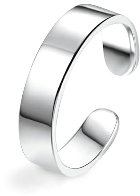ALEXCRAFT Silver Rings for Women 925 Rings Men Chunky Silver Thumb Ring for Women 5mm Open Adjustable Gifts