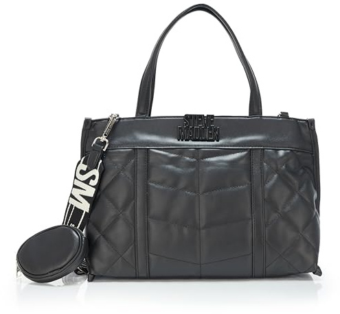Steve Madden Belia Chevron Quilted Satchel, Schwarz, Einheitsgröße