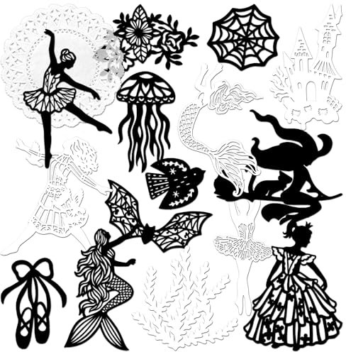 4 paquets de papier de scrapbooking découpés en dentelle papier de dentelle vintage papier décoratif découpé thème de conte de fées papier spécialisé napperon en dentelle (Shadow)