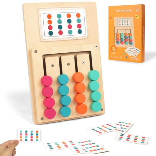 HOTUT Spiele für Demenzkranke, Montessori Schiebepuzzle Kinder mit 12 Karten, Demenz Beschäftigung Gedächtnistrainin aus Holz, Farb-Memory Gedächtnisspiel für Senioren, Motorik & Erinnerungstraining