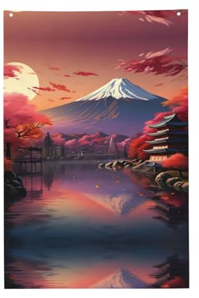 Bandiera del Giappone Monte Fuji, 6,1 x 0,9 m, stile striscione con asta, resistente e durevole, per esterni e interni (palo non incluso)
