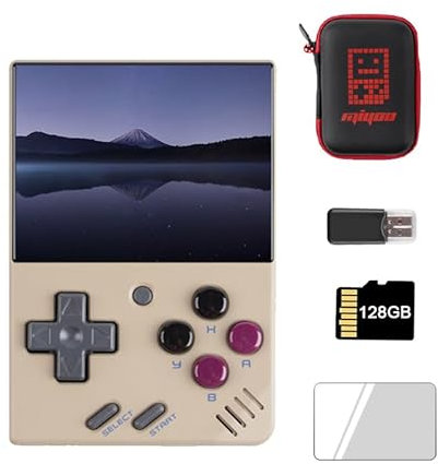 Miyoo Mini V4 Retro Handheld Game Console, 2.8 inch Classic System Retro Video Games Consoles Portable Rechargeable Hand Held 128GB with Case Gray