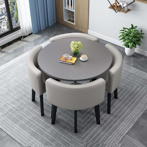 Generisch Runder Quadratischer Esstisch mit 4 Stühlen Küchentisch mit Stühlen Dining Table Set 4 Chairs für Essgruppe Küchen Besprechungstisch Essgruppe Küchentisch Klein Balkone,031,90cm/35.4in