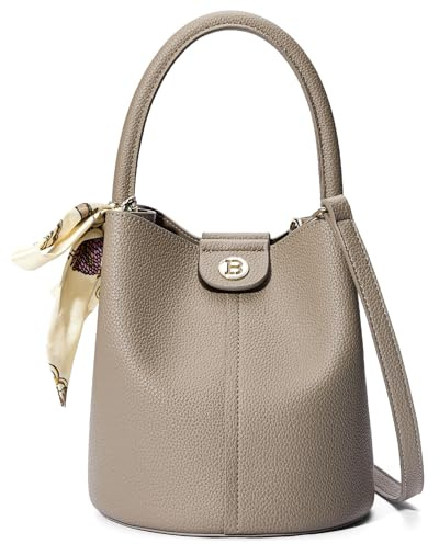 BOSTANTEN Small Crossbody Bags for Women Vegan Leather Mini Bucket Handbag Removable Shoulder Strap Camel Brown