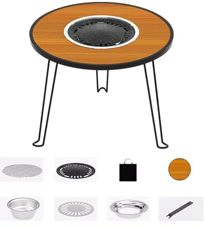 Table Pliante pour Barbecue Exterieur, Bureau Spacieux Support Stable Grille Cryptée, Table Camping Pliante, Barbecue Camping, pour Pique-Nique, Camping