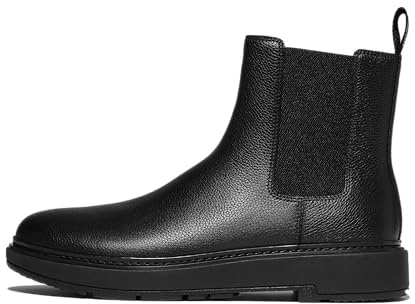 Fitflop Herren Skandi Mens Tumbled-Leather Boots Chelsea-Stiefel, Schwarz, 43 EU