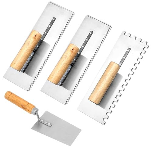 Glättekellen Set, Enthält Zahnspachtel 4mm, Zahnkelle 6mm, Zahnspachtel 10mm, Strapazierfähige und Langlebige, Dickere, Rutschfeste Griffe, Zahnspachtel zum Verlegen von Fliesen (silbrig)