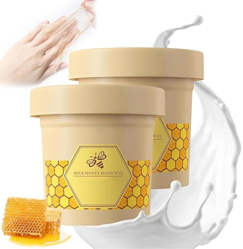 Lot de 2 masques à la cire de lait au miel, masque exfoliant pour les mains, masque hydratant pour tous les types de peau (300 g)