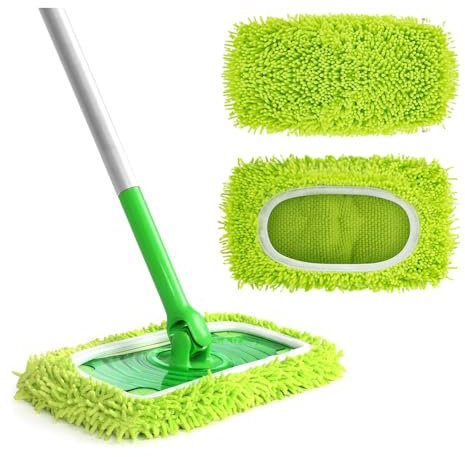 GIDWRIY 2 Pezzi Cuffietta In Microfibra per Swiffer,Panni Lavapavimenti riutilizzabili,Panni Catturapolvere Lavabili,Panni Microfibra Pavimenti Mop,Panni Cuscinetti per Mocio in Microfibra Di Ricambio