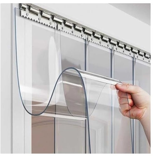 XYUERU Clear PVC Curtain Folding PVC Vertical Blinds Slat Curtain Smooth Waterproof Shutters Gate Door Strips Plastic Curtain Vinyl Strips for Storage Room Hall(150x200cm)