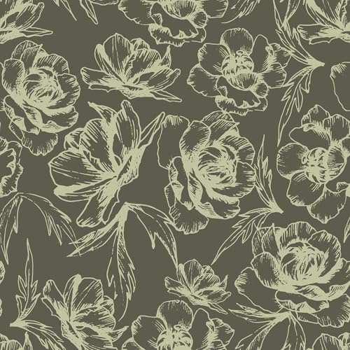 Skyblur Selbstklebende Tapete Braun Blumen Mustertapete Braun Klebefolie Vintage Tapete Selbstklebend Vintage Blumentapete 260x44.5cm Dekorfolie Selbstklebend Tapeten Wohnzimmer Schlafzimmer Küchen