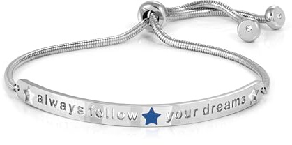 Nomination® Bracciale Donna - Collezione Messaggiamo, Acciaio e Zirconi, Scritta Always follow your dreams, Stella in Smalto Blu, Lunghezza 14-20 cm, Chiusura Scorrevole, Idea Regalo Motivazionale